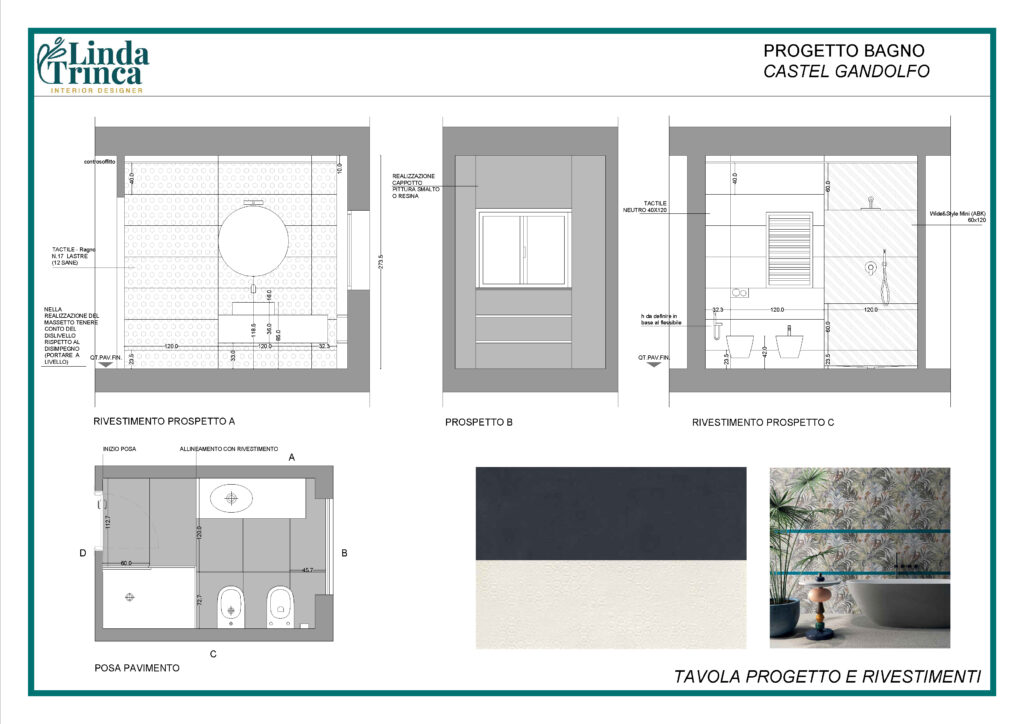 Tavola progetto e rivestimenti — Bagno Castel gandolfo